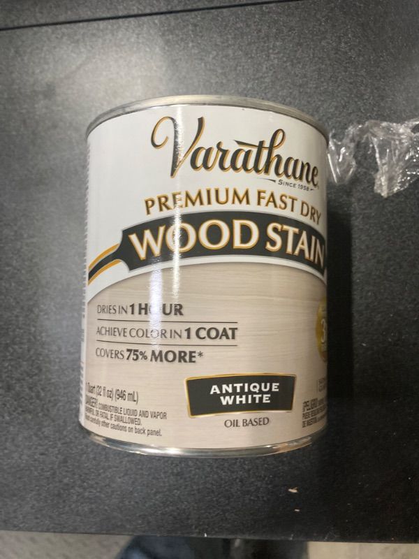 Photo 2 of Varathane 297424 Premium Fast Dry Wood Stain, Quart, Antique White Quart Antique White