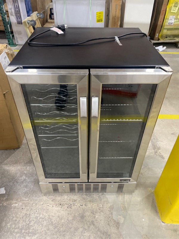 Photo 2 of **PARTS ONLY**NewAir
Dual Zone 24 in. Built-In 18-Bottle and 58 Can Wine and Beverage Cooler Fridge with French Doors - Stainless Steel