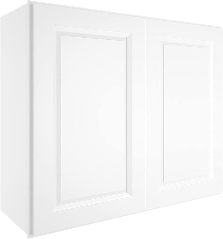 Photo 1 of ***MINOR DAMAGE, SEE NOTES*** ROOMTEC Wood Wall-Mounted Cabinet,Bathroom Medicine Cabinet with Adjustable Shelves and 2 Soft-Close Doors,Laundry Storage Cabinet for Bathroom,Kitchen,Living Room 12" D*36" W*30" H,Traditional White