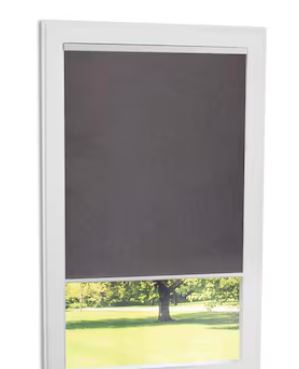 Photo 1 of allen + roth 23-in x 72-in Gray Room Darkening Blackout Cordless Motorized Roller Shade