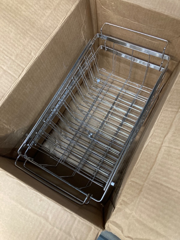 Photo 2 of Orgneas Freezer Baskets for Chest Freezer, Expandable Deep Freezer Organizer Bins Wire Basket Storage Adjustable From 16.5" to 26.5", Stainless Steel Over the Sink Dish Drying Rack for Kitchen 2pcs