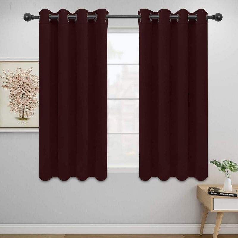 Photo 1 of Easy-Going Blackout Curtains for Bedroom, Solid Thermal Insulated Grommet and Noise Reduction Window Drapes, Room Darkening Curtains for Living Room, 2 Panels(52x46 in,Wine)