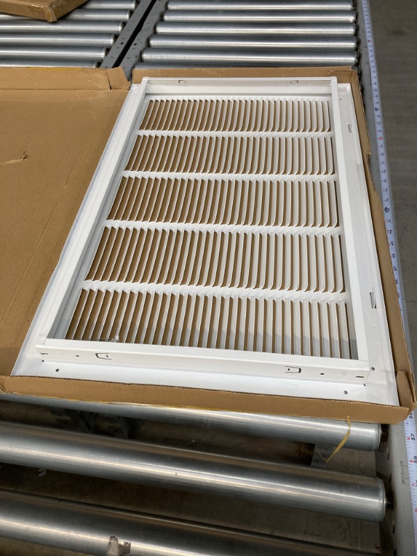 Photo 2 of 26" x 16" Return Air Grille - Sidewall and Ceiling - HVAC Vent Duct Cover Diffuser - White [Outer Dimensions: 27.75w X 17.75"h] 26" x 16" White