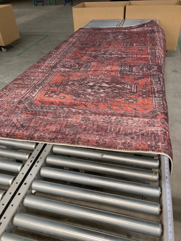 Photo 2 of Adiva Rugs Machine Washable Area Rug with Non Slip Backing for Living Room, Bedroom, Bathroom, Kitchen, Printed Vintage Home Decor, Floor Decoration Carpet Mat (RED/Brown, 6' x 9') 6' x 9' Red/Brown 41