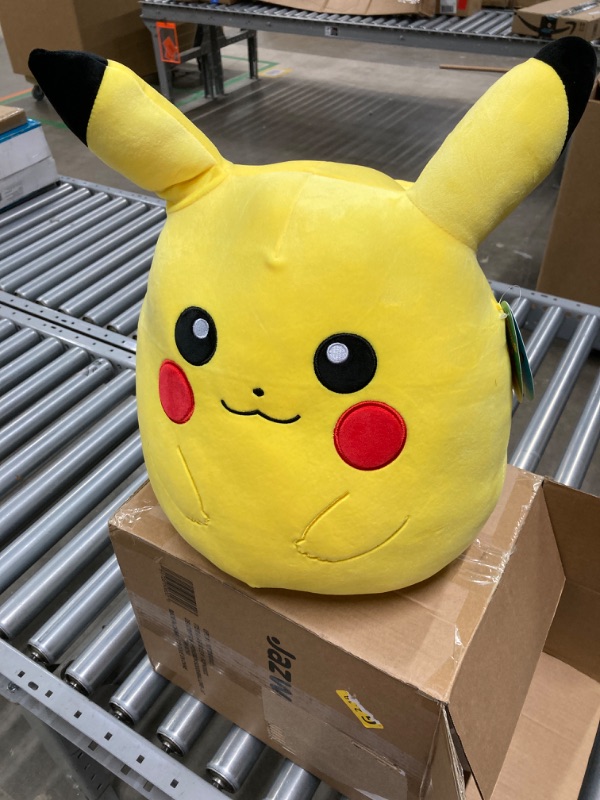 Photo 2 of Squishmallows Pokemon 14-Inch Pikachu Plush - Add Pikachu to Your Squad, Ultrasoft Stuffed Animal Large Plush, Official Kelly Toy Plush