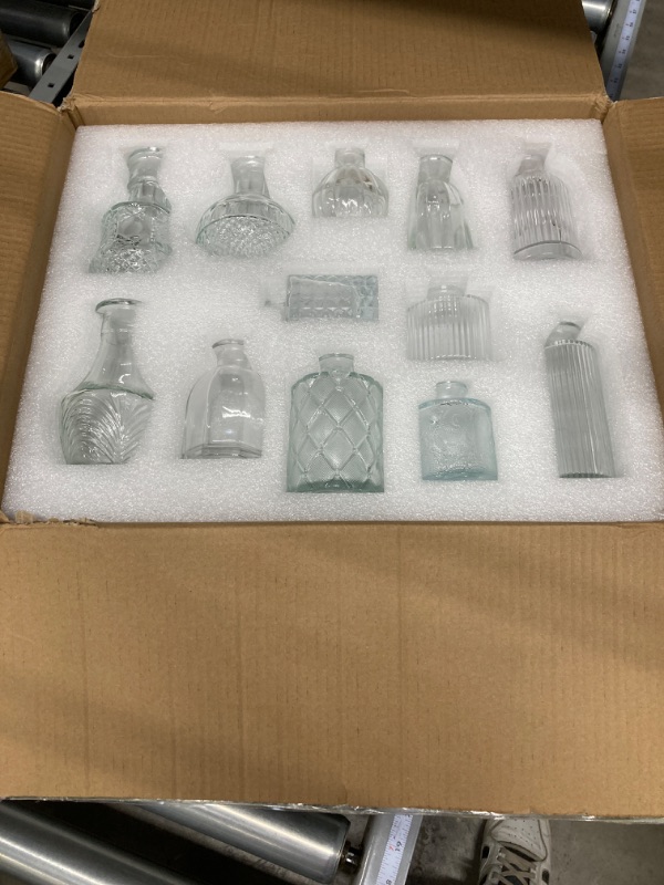 Photo 2 of Brajttt Set of 32 Bud Vases for Flowers, Small Vintage Glass Bottles for Rustic Wedding Centerpieces and Home Decor