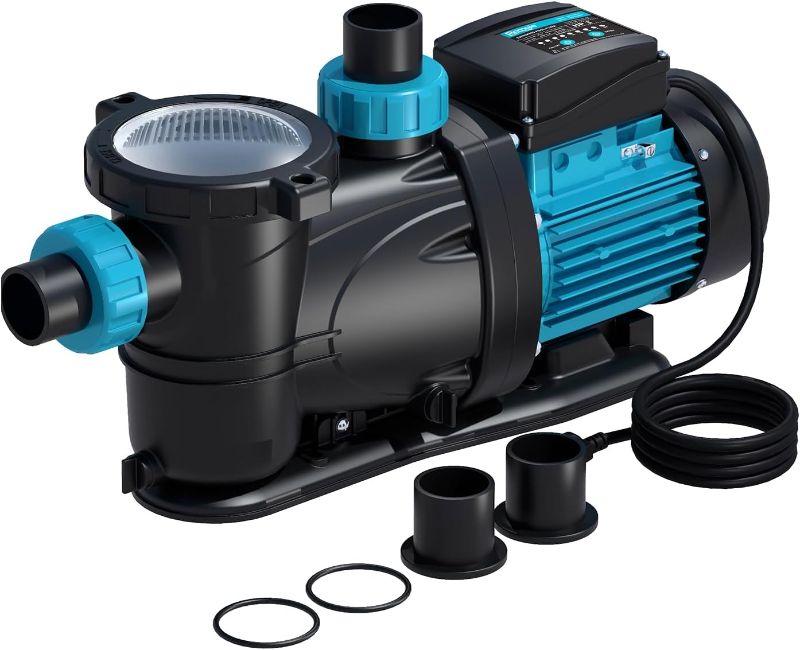 Photo 1 of BOMGIE 3 HP Pool Pump Inground with Timer 220V, 7860 GPH Above Ground, Powerful Self Priming Swimming Pool Pumps with Filter Strainer Basket