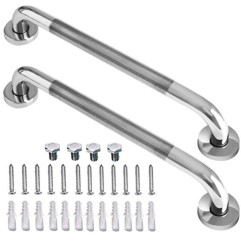 Photo 1 of 2 Pack 18 Inch Grab Bars for Bathtubs and Showers, Anti Slip Shower Grab Bars Stainless Steel Shower Handle Handicap Elderly Senior Assist Bathroom Saft Handle 