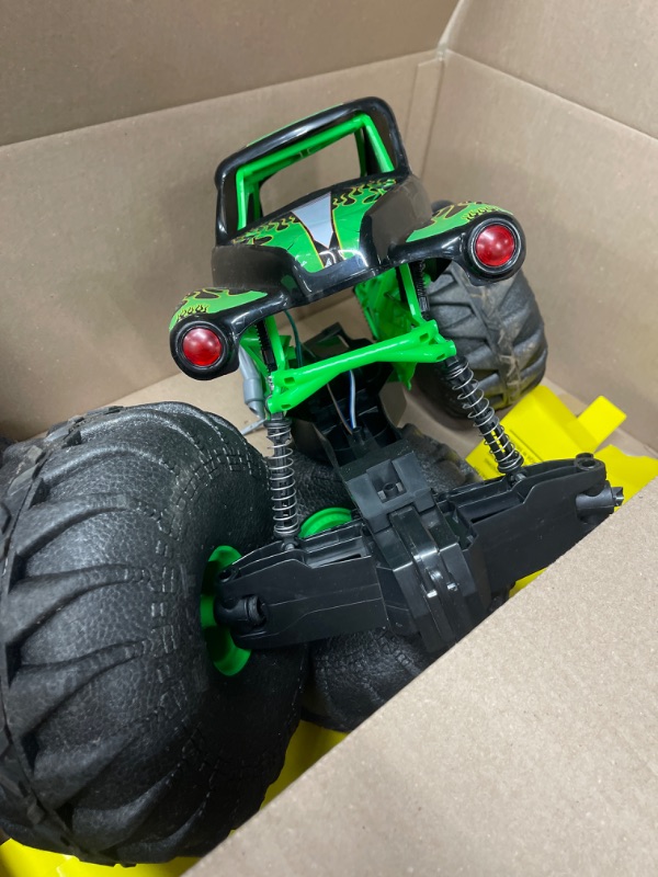 Photo 3 of ***DAMAGED, SEE NOTES*** Monster Jam, Official Mega Grave Digger All-Terrain Remote Control Monster Truck with Lights, 1: 6 Scale, Kids Toys for Boys