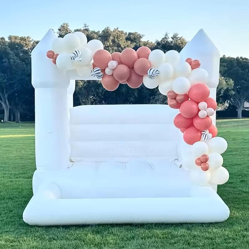 Photo 1 of ***USED, DIRTY, NEEDS CLEANED*** Inflatable White Bounce House Professional Jumping Bouncy Castle Bouncer for Wedding Party with Air Blower Balloons Carrying Bag Repair kit (10ft*10ft*8ft?3 * 3 * 2.5m?)