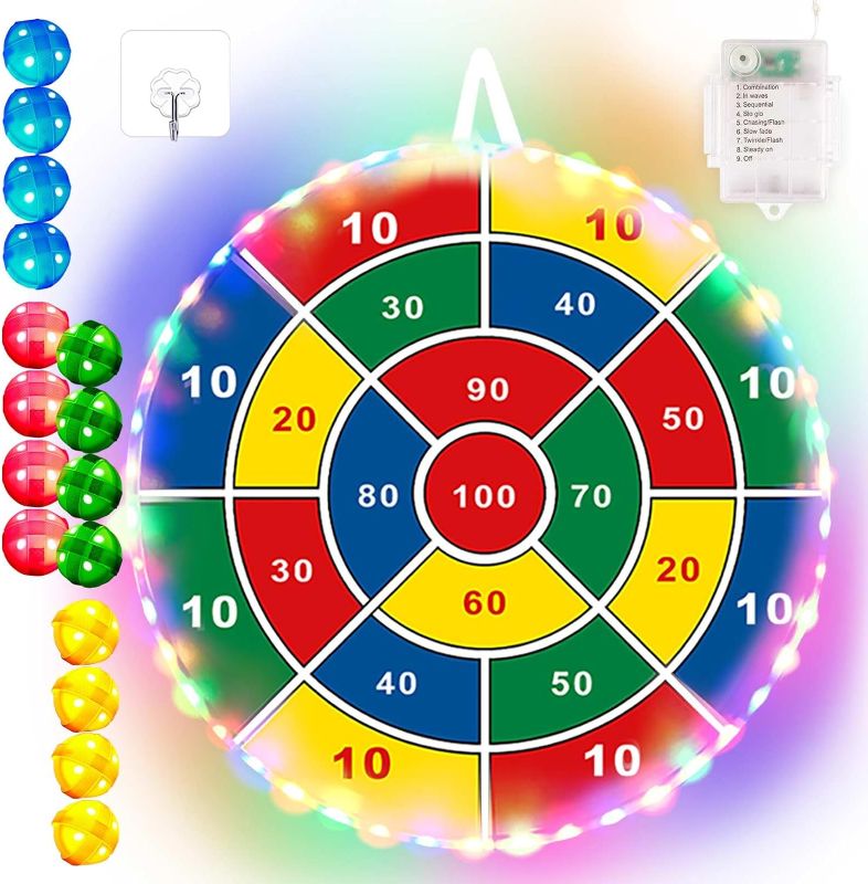 Photo 1 of 29" LED Dart Board for Kids, Light Up Dart Board with LED Sticky Balls, APP Control, Music Sync for Indoor Outdoor Party Game Toys, Gift for Kids Ages 3-12 Years Old Boys Girls