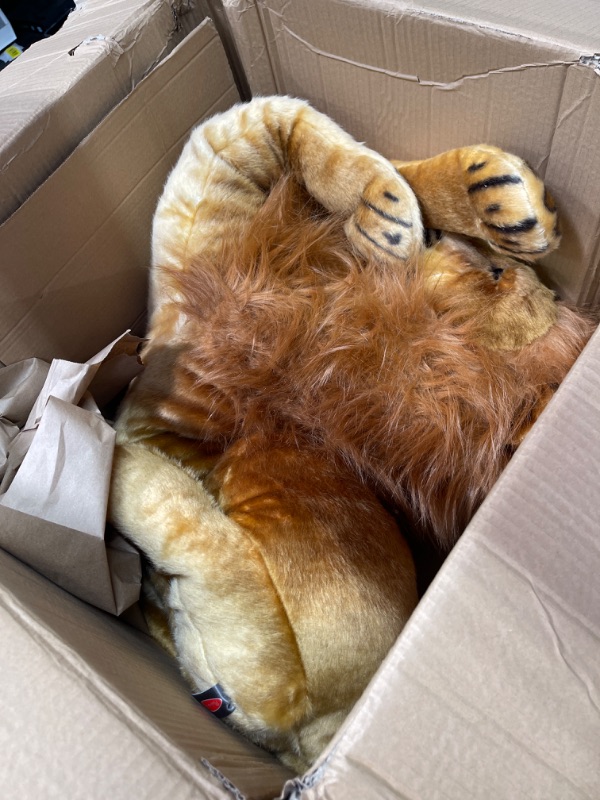 Photo 2 of Melissa & Doug Giant Lion - Lifelike Stuffed Animal (over 6 feet long)