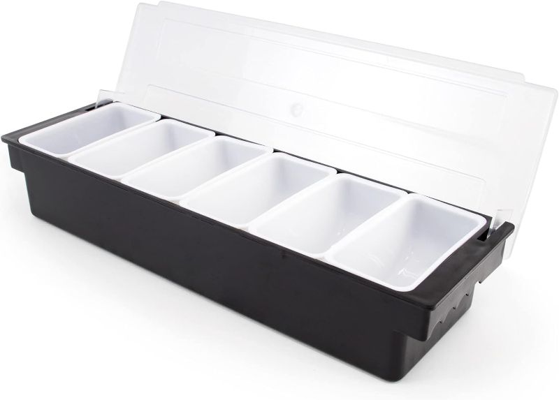 Photo 1 of 6 Tray Bar Top Food & Garnish Station with Lid - Condiment Dispender for Bartending, Taco Bar, Ice Cream, Fruit, Salad Bar - Topping Organizer for Restaurant Supplies & Accessories