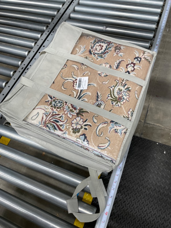 Photo 1 of Area Rug Living Room Rugs: 8x10 Large Machine Washable Luxury Floral Carpet Soft Non Slip Thin Carpets for Dining Room Farmhouse Bedroom Nursery Home Office - Beige/Pastel Blue Beige/Pastel Blue 8' x 10'