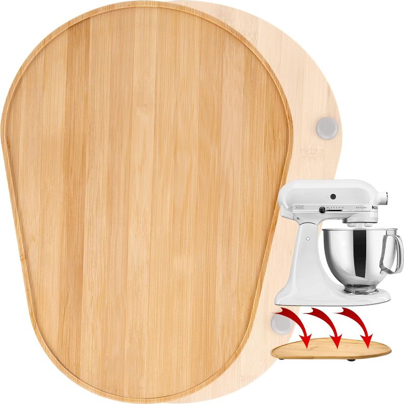 Photo 1 of Bamboo Mixer Mat Slider For Kitchen Aid Bowl Lift 5-8 Qt - Mixer Appliance Moving Tray?Kitchen Countertop Storage Mover Sliding Caddy For Kitchen Aid 5-8 Qt Mixer