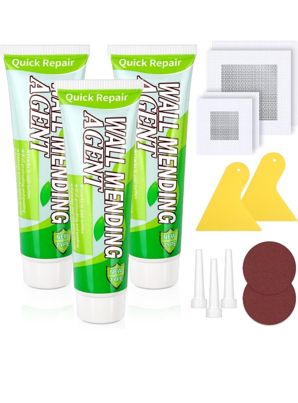 Photo 1 of 4.5 4.5 out of 5 stars 2,381
Mckanti 3 Pcs Drywall Repair Kit, Spackle Wall Repair Kit with Drywall Patch Kit for Dry Wall Hole Repair, Wall Mending Agent with 4 Pcs Drywall Patch, Sandpaper, Scraper for Wall Repair