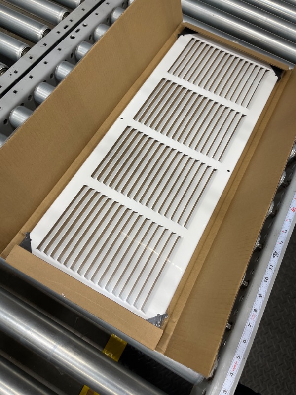 Photo 2 of 24"W x 8"H [Duct Opening Measurements] Steel Return Air Grille | Vent Cover Grill for Sidewall and Ceiling, White | Outer Dimensions: 25.75"W X 9.75"H for 24x8 Duct Opening 24"W x 8"H [Duct Opening]