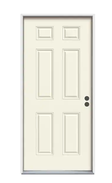 Photo 1 of 30 in. x 80 in. 6-Panel Primed 90 Minute Fire Rated Steel Prehung Front Door