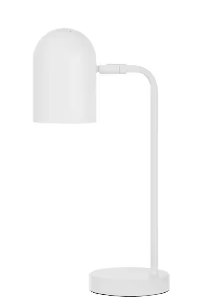 Photo 1 of 16.50 in. White Table Lamp with Metal Shade