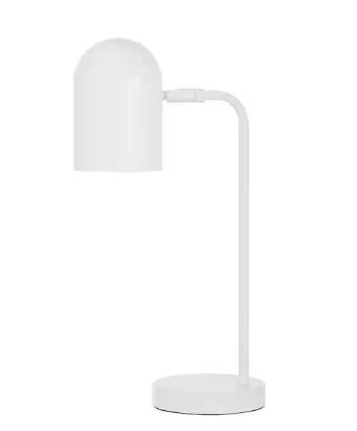 Photo 1 of 16.50 in. White Table Lamp with Metal Shade