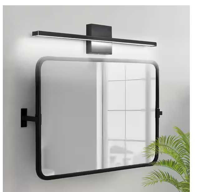 Photo 1 of 24.02 in. 1-Light Matte Black Modern/Contemporary Bathroom Mirror LED Vanity Light Bar