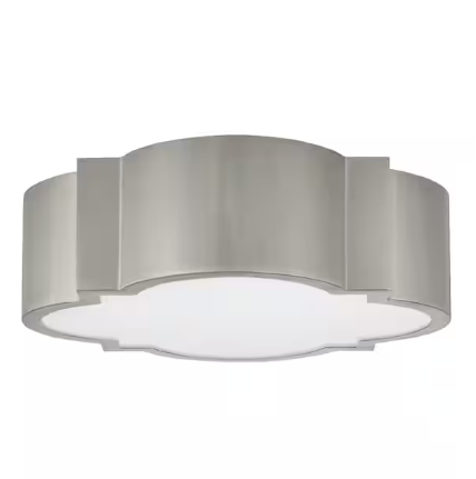 Photo 1 of Sarina 15 in. Brushed Nickel 5 CCT Selectable LED Flush Mount with Frosted Acrylic Panel (2Pack)