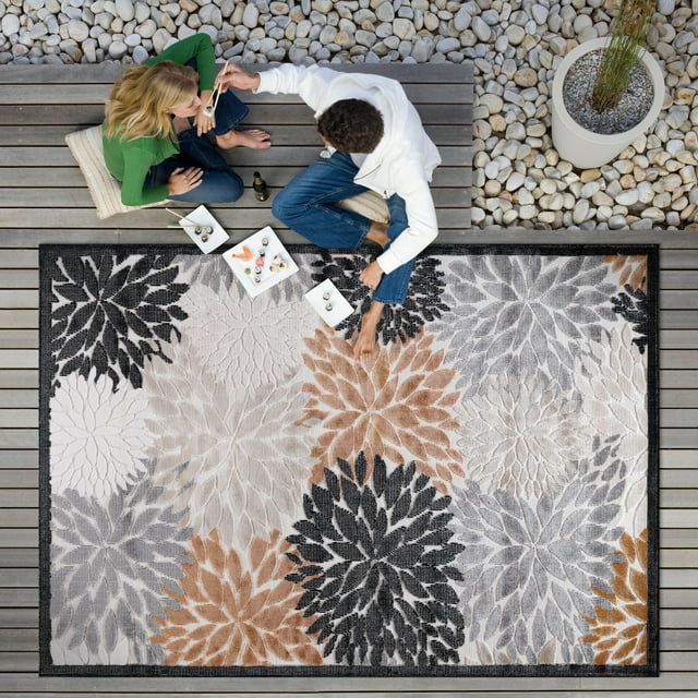 Photo 1 of CAMILSON Spring Exotic Tropical Easy-Cleaning Non-Shedding Washable Outdoor Indoor Area Rug Orange 6x9