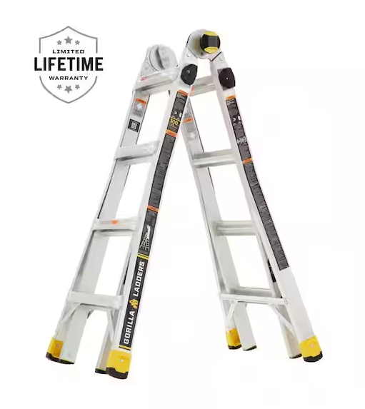 Photo 1 of 18 ft Reach MPXA Aluminum Multi-Position Ladder with Tool Hangers, 300 lbs Load Capacity