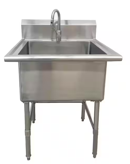 Photo 1 of Glacier Bay All-in-One 30 in. Stainless Steel Wall Mount Commercial Utility Kitchen Sink with Faucet, Silver