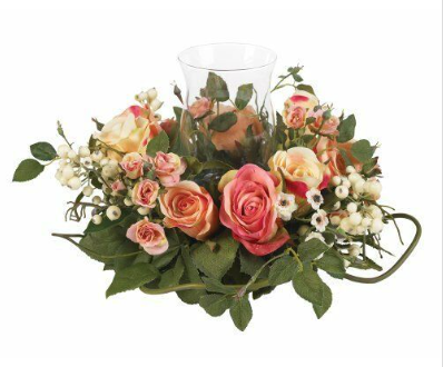 Photo 1 of Nearly Natural Rose Candelabrum Silk Flower Arrangement 4685-AP Asst Pastel