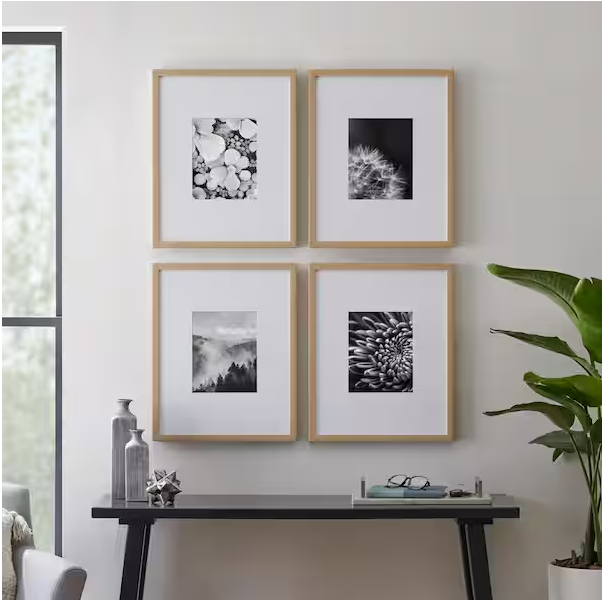 Photo 1 of 16" x 20" Matted to 8" x 10" Ash Gallery Wall Picture Frame (Set of 4)