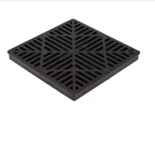 Photo 1 of 12 in. Square Catch Basin Drain Grate, Black Plastic