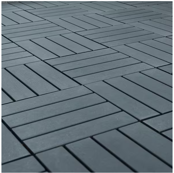 Photo 1 of 1 ft. x 1 ft. All-Weather Plastic Square Interlocking Patio Deck Tiles, Outdoor Striped Pattern Flooring Tile(44-Pack)