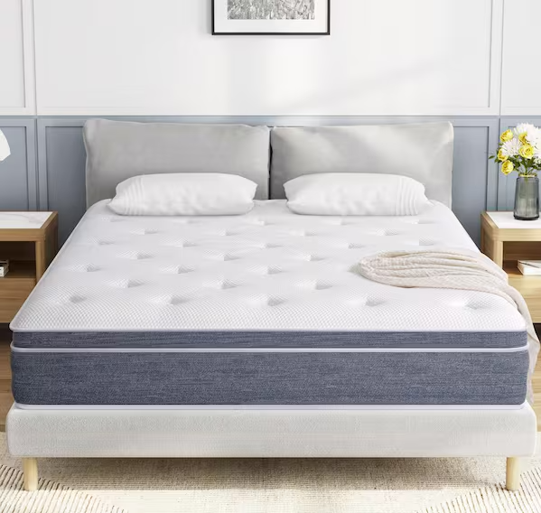 Photo 1 of 12 in. Medium Euro Top Hybrid Queen Mattress with Individual Pocket Spring