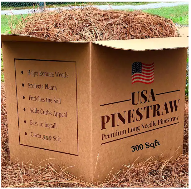 Photo 1 of Box of 300 Sq.ft. Long Needle Pine Straw Mulch