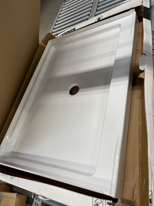 Photo 2 of Classic 500 48 in. L x 34 in. W Alcove Shower Pan Base with Center Drain in High Gloss White