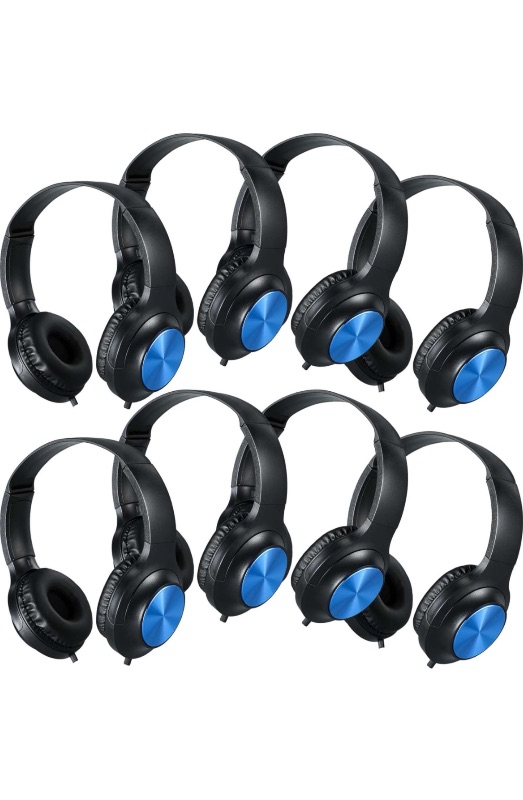 Photo 1 of 8 Pack Wired Over Ear Headphones with Microphone and 3.5mm Jack Stereo Headsets Wired Headphones Lightweight Adjustable Studio Headphones Computer Headphones for Laptop Tablets (Blue)