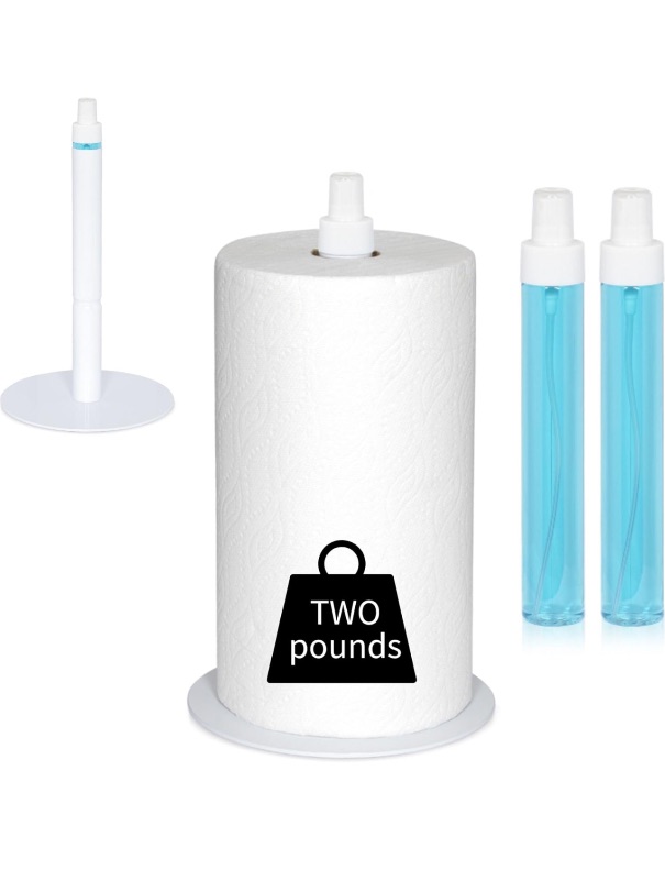 Photo 1 of (4 Pack) 2 in 1 Paper Towel Holder with Spray Bottle Center, White Paper Towel Holder Countertop, Kitchen Paper Towel Holder