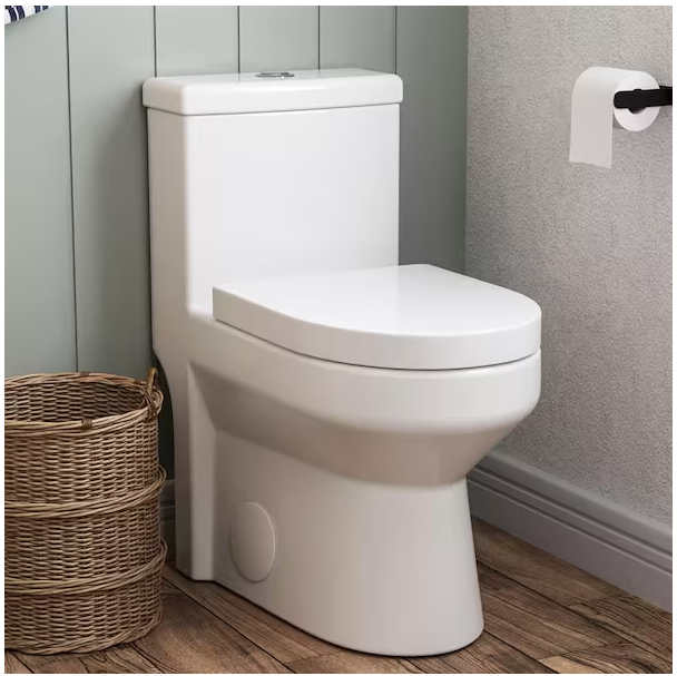 Photo 1 of Liberty 12 in. Rough in Size 1-Piece 1.1/1.6 GPF Compact Dual Flush Elongated Toilet in White Seat Included