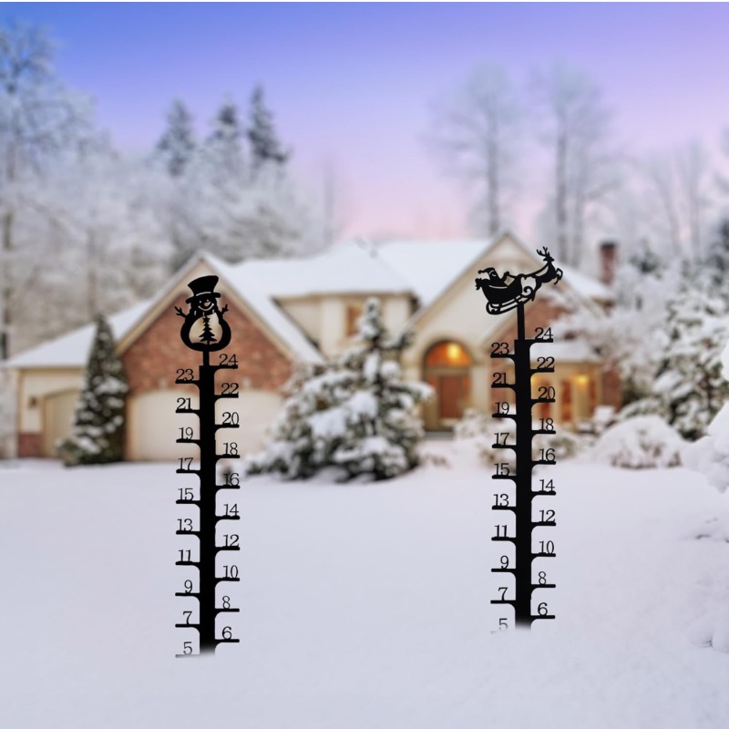 Photo 1 of (2 Pack) Snow Gauge Outdoor 24 Inch 2 Pack Snowfall Measuring Gauge for Garden Yard,Winter Home Snow Gauge,Snow Rain Gauges Outdoors Best Rated Christmas Decorations Gifts for Dad Mom