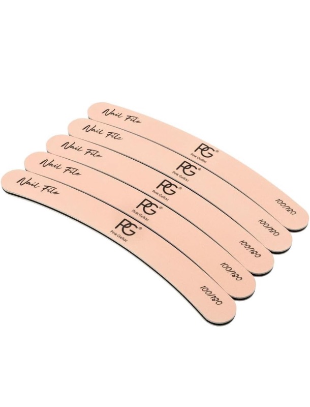 Photo 1 of (5 Pack) Pink Gellac Boomerang Nail Files - 5 PCS 240/240 Grit Nail File - Fine Grit Double Sided Professional Nail Files - 5 Durable Nail Files for Natural Nails