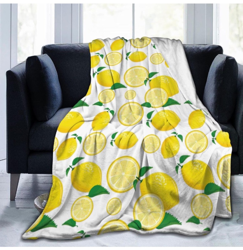 Photo 1 of (2 Pack Bundle) Yamegoun Lemon Throw Blankets Premium Micro Fleece Blanket for Bed Couch Living Room Unisex Lightweight for Adults or Boys Girls 60 X 50 Inches