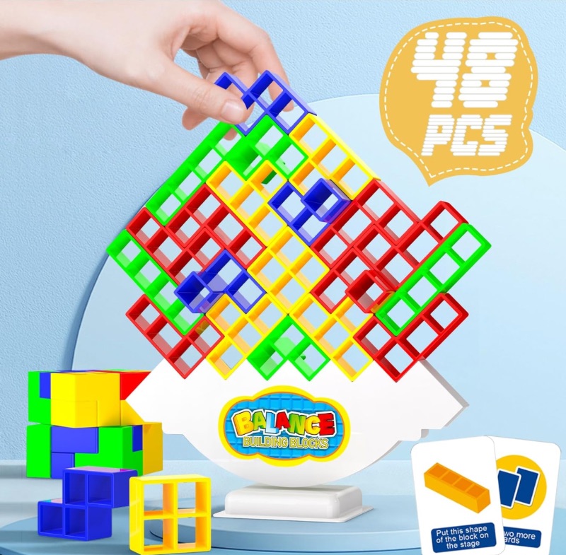 Photo 1 of (2 Pack Bundle) 48 Pcs Tetra Tower Stacking Blocks Game,