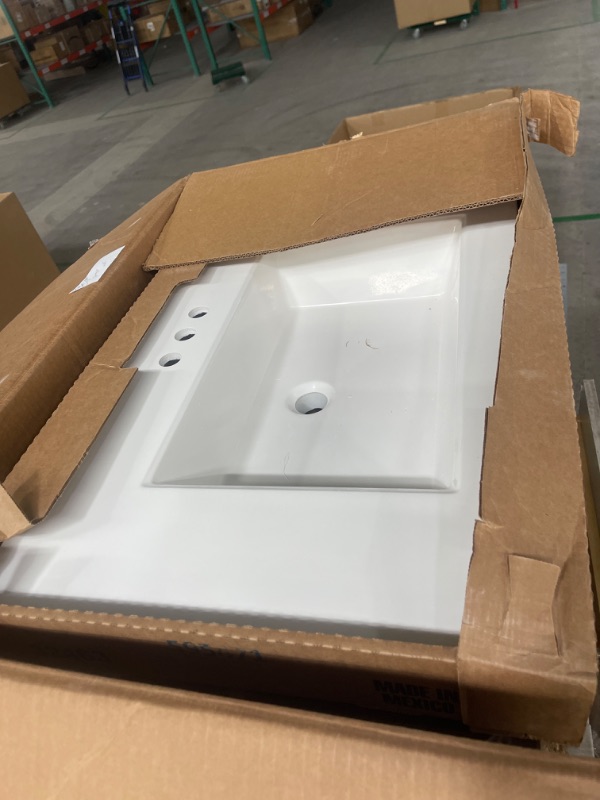 Photo 2 of Woodbrook 31 in. W x 19 in. D Bath Vanity in White Washed Oak with Cultured Marble Vanity Top in White with White Sink