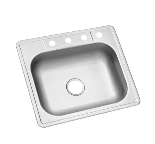 Photo 1 of 25 in. Drop-in Single Bowl 22 Gauge Stainless Steel Kitchen Sink