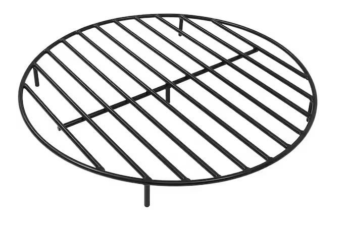 Photo 1 of 30 in. Round Steel Fire Pit Grate in Black