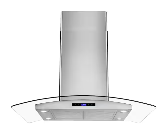 Photo 1 of 36 in. Convertible Kitchen Island Mount Range Hood in Stainless Steel with Tempered Glass and Touch Controls