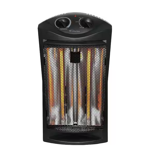 Photo 1 of 1500-Watt Black Electric Tower Quartz Infrared Space Heater with Thermostat