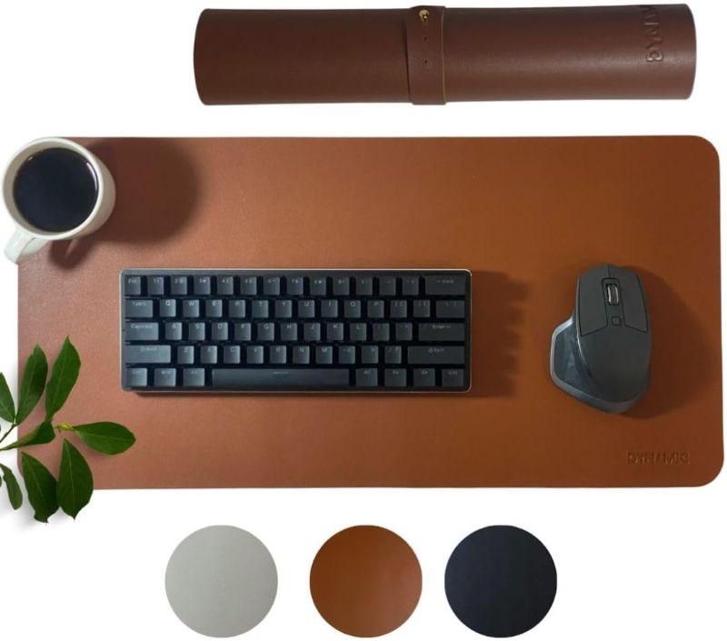 Photo 1 of Large Leather Brown Mousepad, Non-Slip, Water Resistant, PU Leather Desk Pad, Writing Pad, (12" x 24") Office, Home, and Gaming Desk Mat by Dynamic
