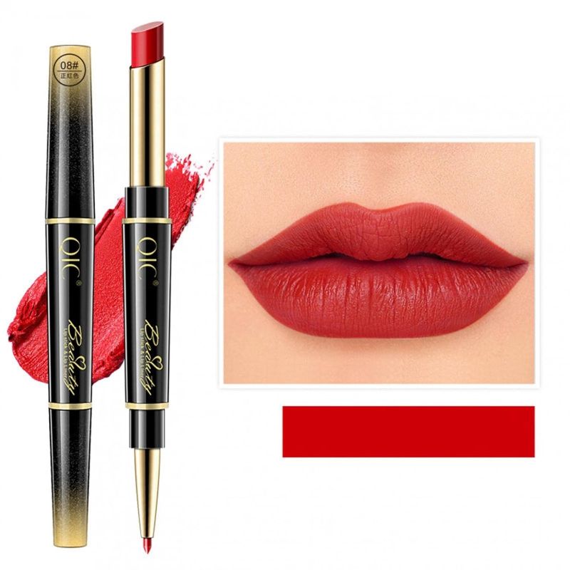 Photo 1 of 2 in 1 Lip Liner and Lipstick Set, Double Head Matte Lipstick with Lip Liner, Waterproof Long Lasting Lipstick Durable Nude Velvet Double-end Lipstick Pen Pencil, Gift for Girls and Women
